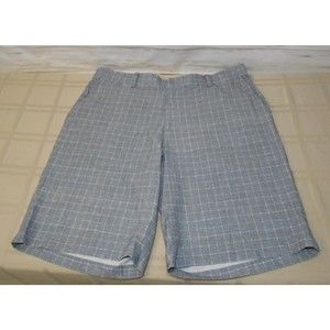 NIKE DriFit TOUR PERFORMANCE GOLF 36 Men Gray Plaid Stretch Golf Casual Shorts